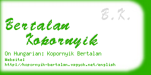 bertalan kopornyik business card